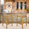 Tangkula Wicker Bar Stools Set of 2 Patio Chairs w/ Solid Wood Frame Ergonomic Footrest Light Brown - 4 of 4