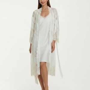knee length dresses for ladies Long Sleeve Maxi Soft Curling Sheer Dress White / S - White main image 0