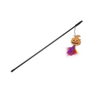 Unique Bargains Convenient Pumpkin Pattern Cat Playing Rod Orange Purple 1 Pc
