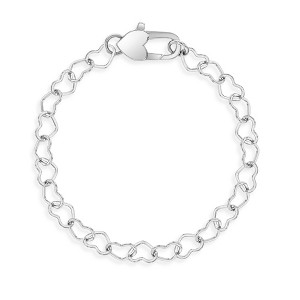 Girls' Heart Link Chain Bracelet Sterling Silver - In Season Jewelry - 1 of 4