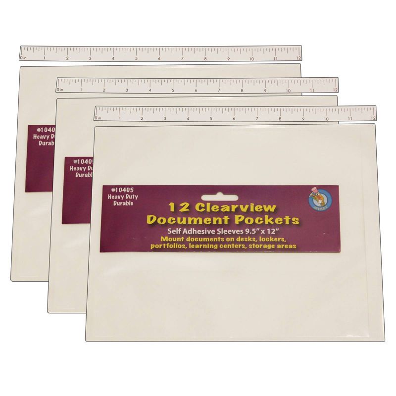 36ct 9&#34; x 12&#34; Clear View Self-Adhesive Document Pockets - Ashley Productions, 1 of 4