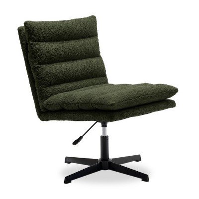 SYFERLORY Green Teddy Fabric 360° Swivel Accent Chair, Cross Legged Office Chair