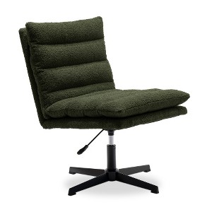 SYFERLORY Green Teddy Fabric 360° Swivel Accent Chair, Cross Legged Office Chair - 1 of 1
