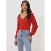 Allegra K Women's Tie Back Long Sleeve Banded Cuff Sweetheart Neck Top - 3 of 4