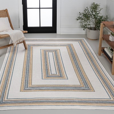 JONATHAN Y Argo Classic Nautical Mitre Stripe Reversible Machine-Washable Indoor/Outdoor Area Rug