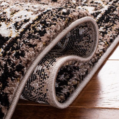Antique Patina Black Square Synthetic Area Rug - 6'7"