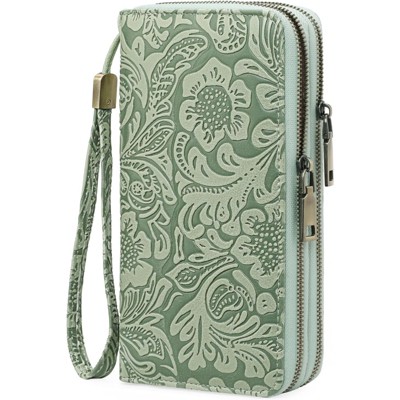BEAFUP Women's Wallet - RFID Blocking PU Leather Purse with Detachable Strap,Large Capacity Double Zip Vegan Leather for Everyday Use,Travel