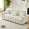 78'' Teddy Fabric 3-Seater Sofa with Solid Wood Frame, 3 Back Pillows, 3 Back Cushions, and Oversized Upholstered Chair Design - 3 of 4