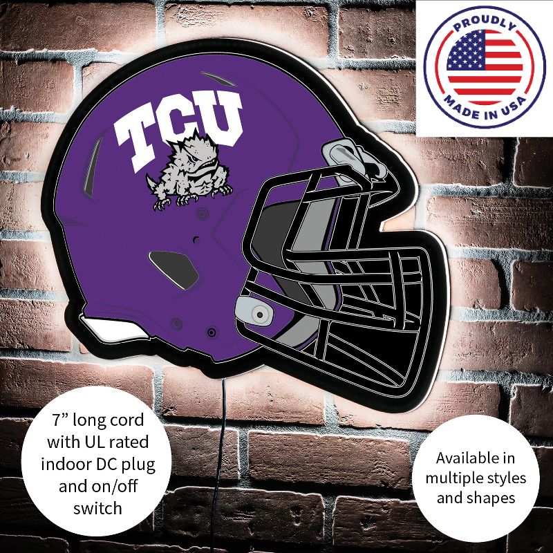 Evergreen Ultra-Thin Edgelight LED Wall Decor, Helmet, Texas Christian University- 19.5 x 15 Inches Made In USA, 5 of 7