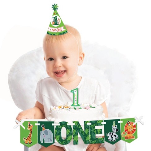 Big Dot Of Happiness Jungle Party Animals 1st Birthday First Birthday Girl Or Boy Smash Cake Decor Kit Safari Zoo Animal High Chair Decorations Target