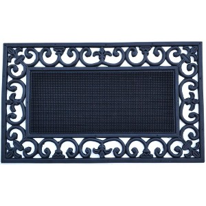 HomeRoots 18" X 30" Black Rubber Outdoor Door Mat - 1 of 4