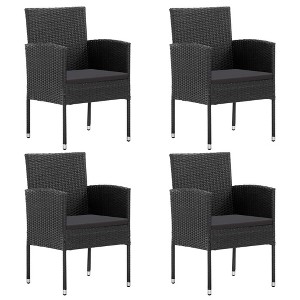 vidaXL Patio Chairs with Black Cushions 4 pcs Black Poly Rattan - 1 of 1