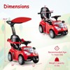 Costway 3-in-1 Sliding Walker w/ Adjustable Canopy Horn Music & Light for Boys & Girls Pink/Red/White - 3 of 4
