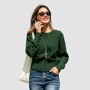Women’s Chic Cozy Cable Crewneck Pullover Sweater -Cupshe - 1 of 4