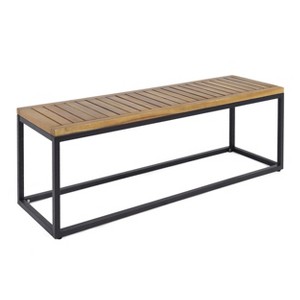Vynxaria Industrial Patio Benches - 54" Contemporary Outdoor Seating with Architectural Elegance - 1 of 4