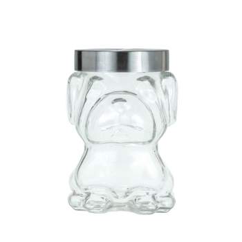 Amici Pet Mad Dog Glass Canister Airtight Dog Treat Jar, Cute Dog Treat Jar for Kitchen Counter, 48 oz.