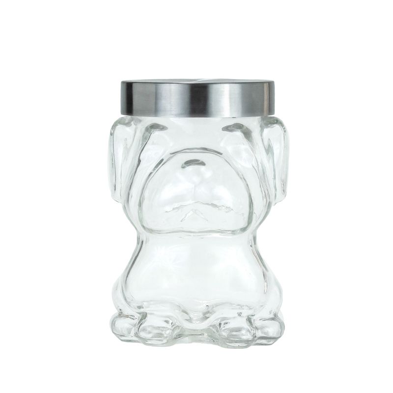 Amici Pet Mad Dog Glass Canister Airtight Dog Treat Jar, Cute Dog Treat Jar for Kitchen Counter, 48 oz., 1 of 6