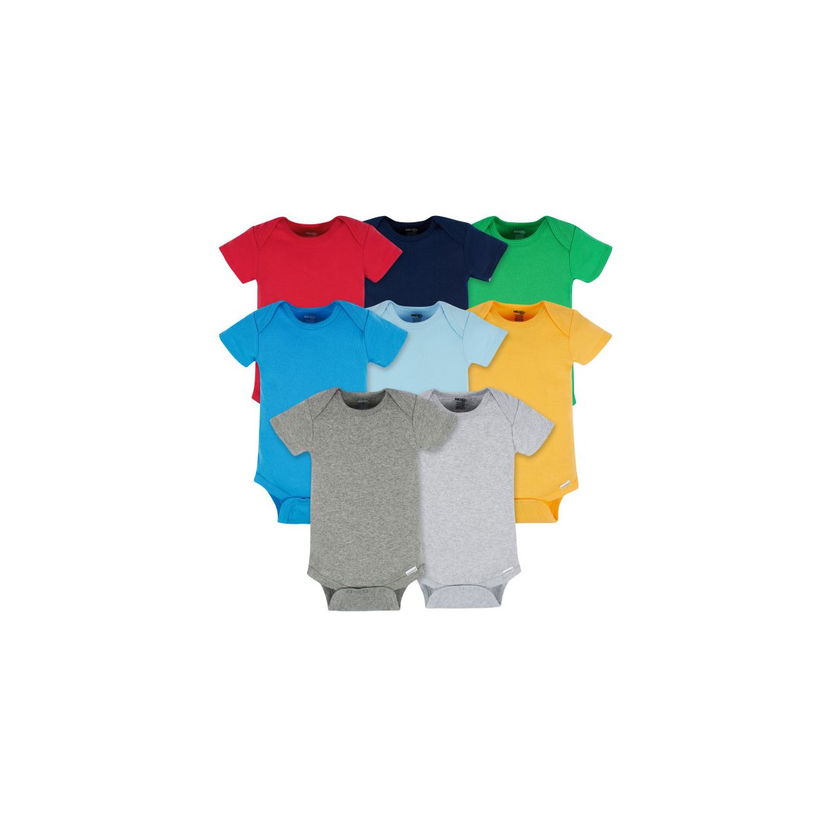 Gerber Baby Neutral Short Sleeve Onesies Bodysuits - Classic Rainbow - 8-Pack