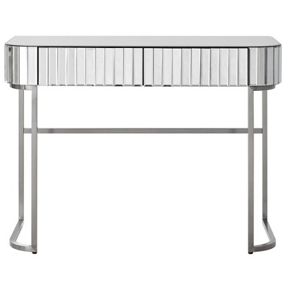 AZL1 Life Concept Dressers Modern Mirror Vanity Table Multi Layer Storage Rounded Edges Bedroom Furniture, Silver, 39.4"*17.7"*29.3"