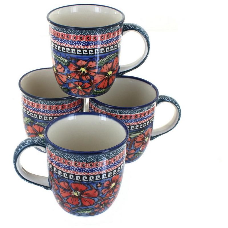 Blue Rose Polish Pottery 1800 Zaklady 4PC Mug Set, 1 of 2