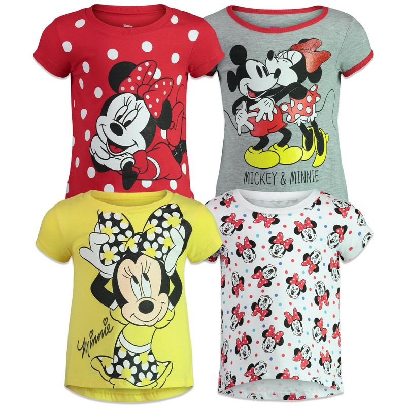 Disney Mickey Mouse Minnie Mouse Girls 4 Pack T-Shirts Toddler, 1 of 10