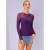 INSPIRE CHIC Women's Sheer Mesh Long Sleeve Crew Neck Double Layered Party Shirts - 4 of 4