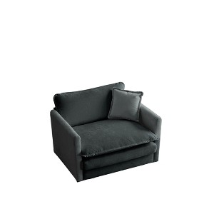 Dexmalle Gray Chenille Comfy Deep Single Seat Sofa with 1 Toss Pillow - 1 of 4