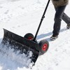 Dexmalle 30" Wide Metal Snow Pusher with 15" Height & 2 Wheels - 3 of 4