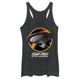 Women's Star Trek: The Next Generation Rainbow USS Enterprise Circle Galaxy Stars Racerback Tank Top - 1 of 4