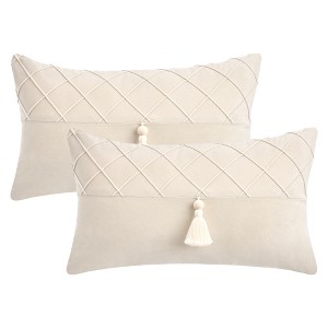 REGALWOVEN Diamond Pattern with Tassel Boho Soft Decorative Pillow Cases 2 Pcs - 1 of 4