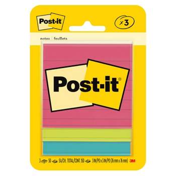 Post-it 3pk 3" x 3" Lined Notes 50 Sheets/Pad Poptimistic Collection