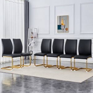 FONTOI 6PCS Arch Dining Chairs with High Resilience, Dining Chair with Arched Metal Legs for Living Room, Black&Gold, 21.6"*39"*17.3" - 1 of 4