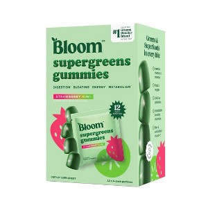 BLOOM NUTRITION Greens & Superfoods Supergreens Gummies - Strawberry Kiwi - 12 servings - 1 of 4