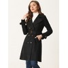Allegra K Women's Faux Suede Notched Lapel Strap Cuff Solid Double Breasted Tie Belt Trench Coat - 3 of 4