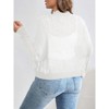 Women's Plus Size Cropped Cardigan Lightweight Hollow Out Long Sleeves Crochet Summer Short Shrugs Cardigan Sweater - 3 of 4