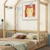 Full Roof-framed Headboard Floor Bed with Headboard Guardrails, without Slats,Natural,Pine - 4 of 4
