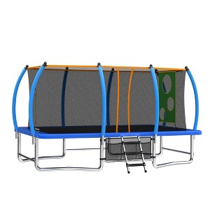 NAYSAYE Trampoline Outdoor Rectangular Trampoline with Safety Enclosure Net for Kids and Adults, Blue, 96.00"*107.87"*264.55" - 1 of 4