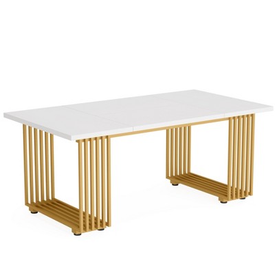 Lirago 70" Modern Office Desk Rustic Design Spacious Workstation Durable Scratch Resistant Waterproof Desktop Home Office Study Computer Desk White
