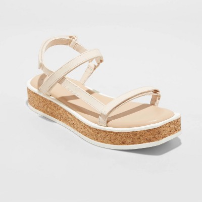 white and gold platform sandals