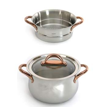 BergHOFF Ouro Gold 3Pc 18/10 Stainless Steel Steamer Set, Glass Lids