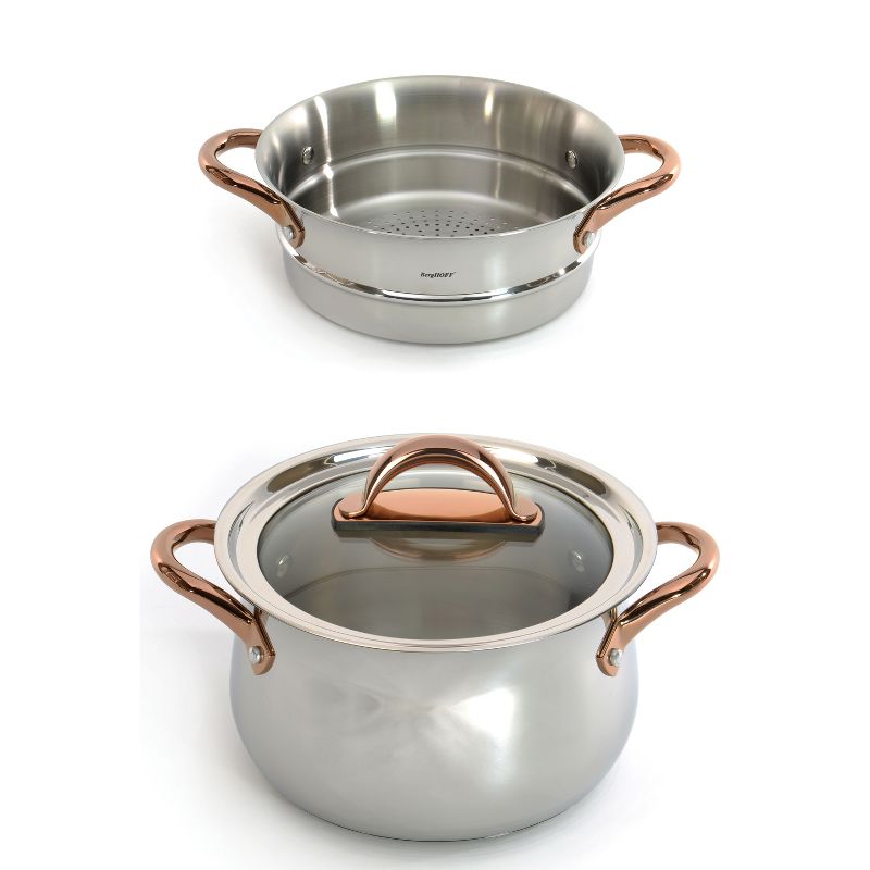 BergHOFF Ouro Gold 3Pc 18/10 Stainless Steel Steamer Set, Glass Lids, 1 of 9