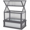 Outsunny Raised Garden Bed with Polycarbonate Greenhouse, Wooden Cold Frame Greenhouse, Garden Flower Planter Protection, 35.5"x22.5"x38.25", Gray - 4 of 4