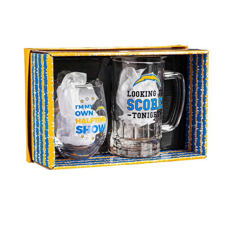 Evergreen Los Angeles Chargers, Stemless 17OZ Wine & Beer 16 OZ Gift Set, 4 of 7
