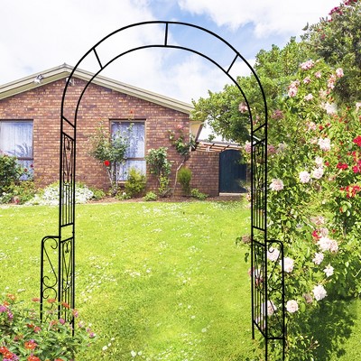 VisioGear Arbors and Trellises, Garden Arch Trellis for Climbing Plants Outdoor Flower Support, Black, 55"*14.5"*94.5"