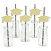 Big Dot of Happiness Gold Glitter Grad Cap Party Straws - No-Mess Real Gold Glitter Cut-Outs & Decorative Graduation Party Paper Straws - Set of 24 - 2 of 4