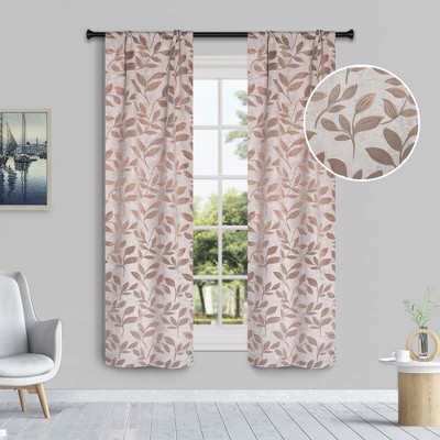 Modern Bohemian Leaves Room Darkening Semi-Blackout Curtains, Set of 2 by Blue Nile Mills