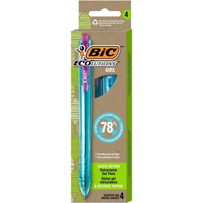 BIC Gel-ocity Quick Dry Retractable Gel Pens, Medium Point, Assorted  Colors, 4-Count, Great for Everyday Writing, Pack of 4, Assorted 