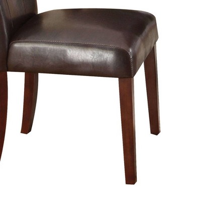 Set of 2 Brown Faux Leather Parsons Dining Chairs