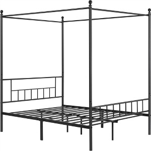 Yaheetech Metal Canopy Platform Bed Frame with Headboard and Footboard and Slatted Structure - 1 of 4