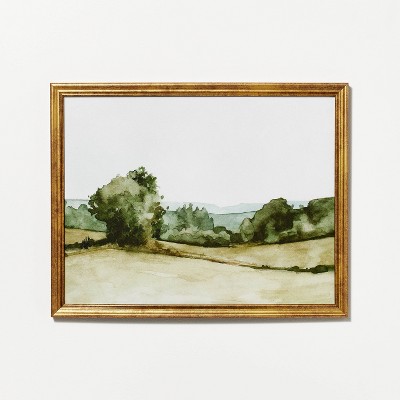 Photo 1 of 14&#34; x 11&#34; Rolling Hills Framed Wall Canvas Green - Threshold&#8482; designed with Studio McGee